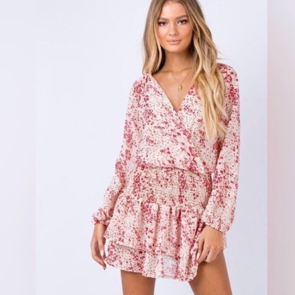 Princess Polly Cream and Red Floral Altona Mini Dress, Size 0 - Picture 2 of 11